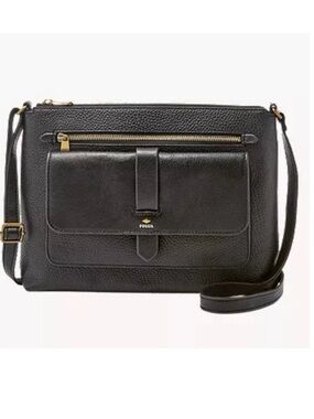Fossil Kinley Crossbody Bag Leather Purse Black